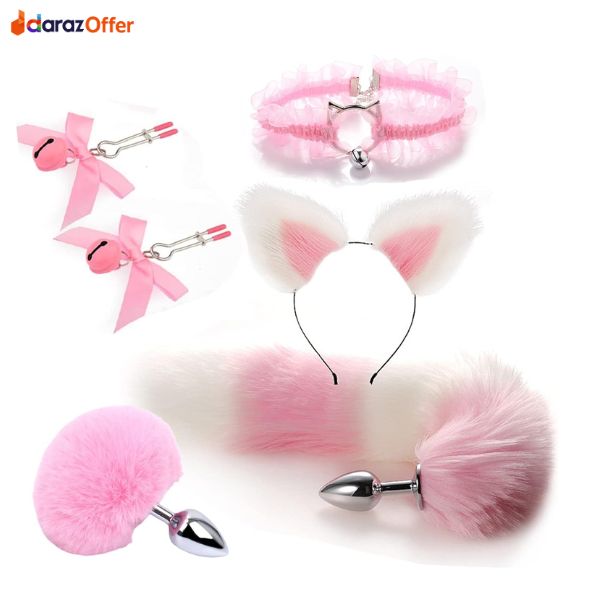 6PCS Metal Fox Tail Butt Plug Set In Pakistan