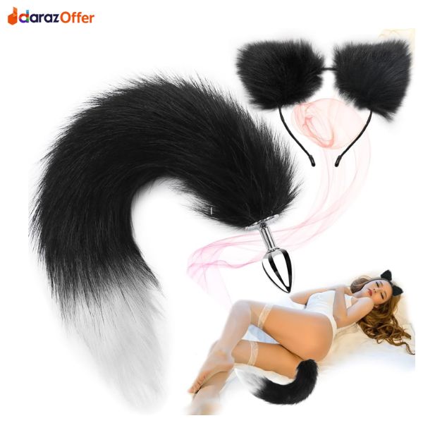 Stainless Steel Anal Plug with Silver Fox Tail In Pakistan