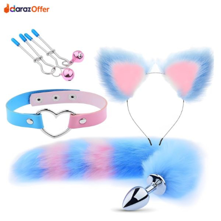 4PCS Fox Tail Butt Plug & Roleplay Toy Set In Pakistan