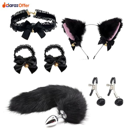 Stainless Steel Fox Tail Butt Plug with Collar In Pakistan