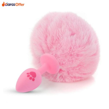  Pink Bunny Tail Silicone Anal Plug Fluffy Cosplay In Pakistan