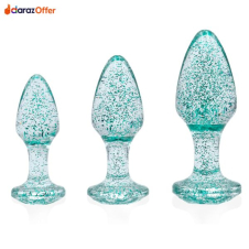  Adam & Eve Blue Glitter Gem Butt Plug Set In Pakistan